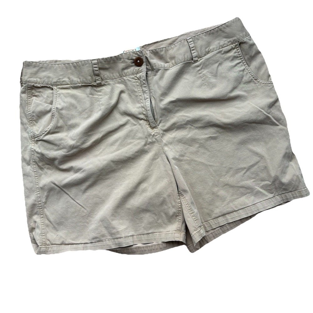 Talbots Women's Khaki Beige Tan Relaxed Chino Bermuda Shorts Stretch Size 22W